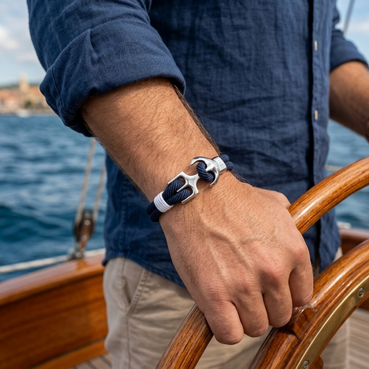 Anchor Blue Weave Bracelet