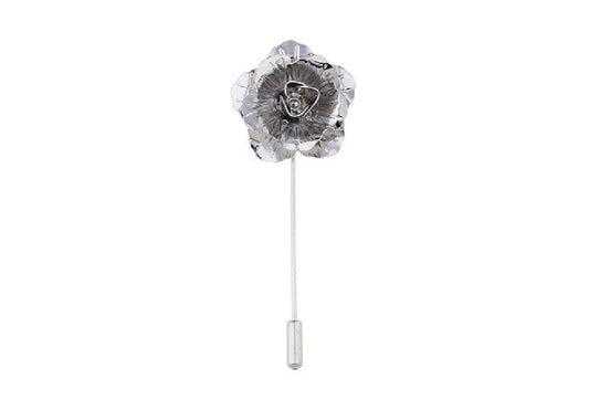 Silver Rose Lapel Badge
