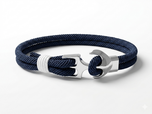 Anchor Blue Weave Bracelet
