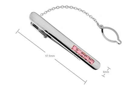 Pink Diamonté Tiled Tie Bar with Chain, Unbreakable Man - 2