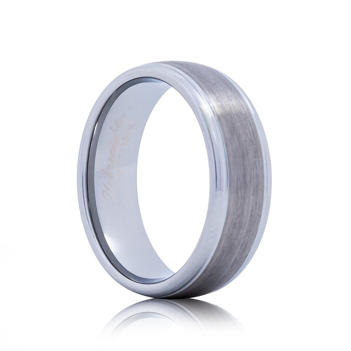 Pride Tungsten Ring - 8mm Silver Brushed Men's Band
