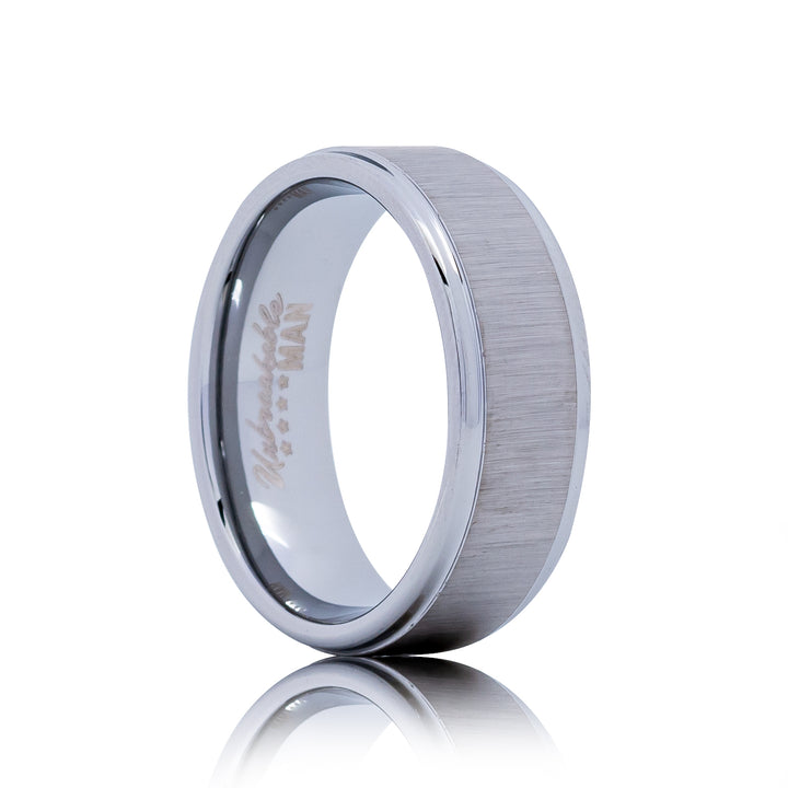 Spirit Tungsten Ring - 8mm Silver Matrix Men's Band