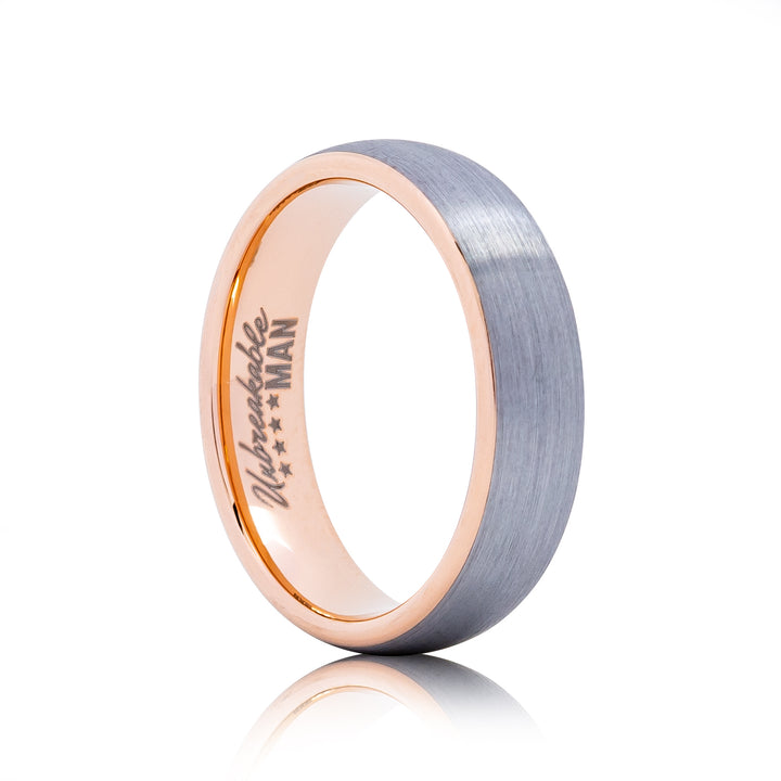Hope Tungsten Ring - 6mm Silver & Rose Gold Brushed Men's Band