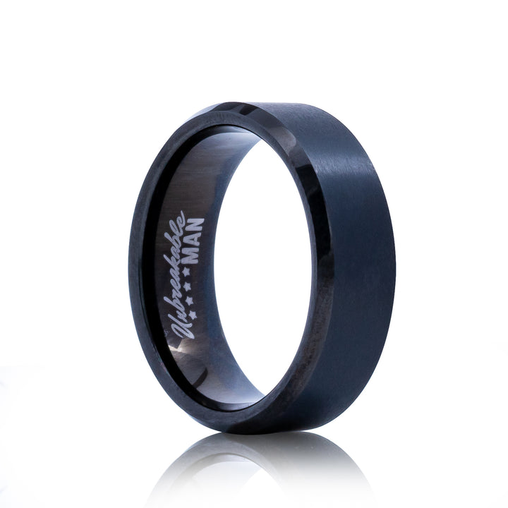 Honour Black Tungsten Carbide Ring - 8mm Matte Finish Men's Band